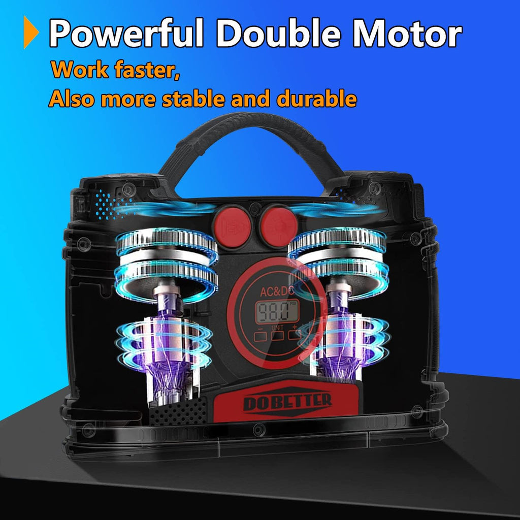 Portable Air Compressor Pump 12V DC 110V AC Tire Inflator U75882
