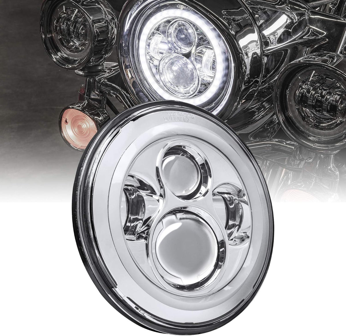 7 CREE LED Chrome Headlight with Halo DRL 4500 Lumen Pack of 2 R20112
