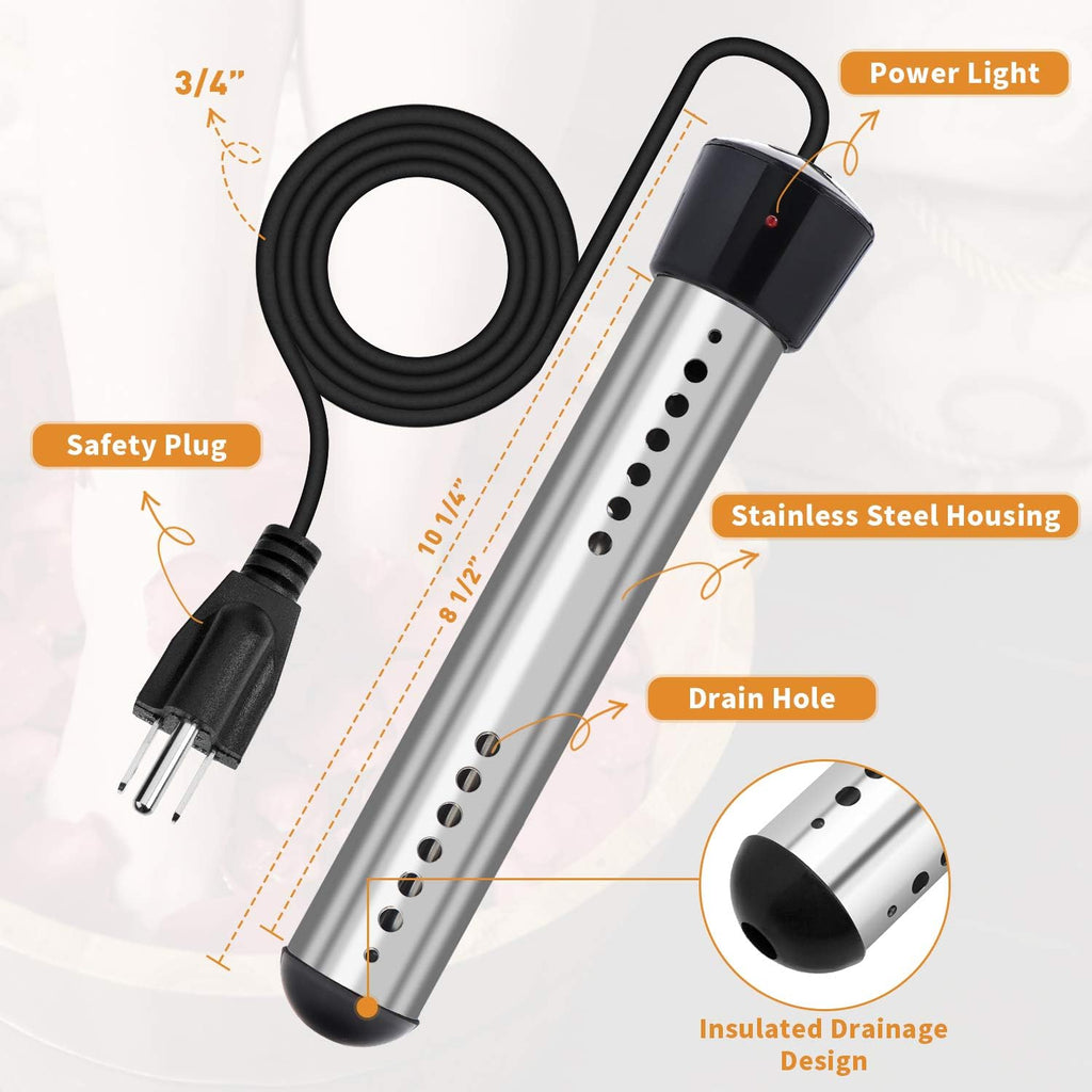 Electric Immersion Water Heater with Digital LCD Thermometer Pack of 2 B6319