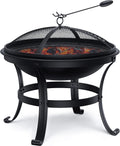 22in Cast Iron Wood Burning Fire Pit with Cooking Grill Q53247