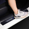 Carbon Fiber Textured Leather Car Door Sill Protection Anti-Scratch Strip 4 Pieces Set L471