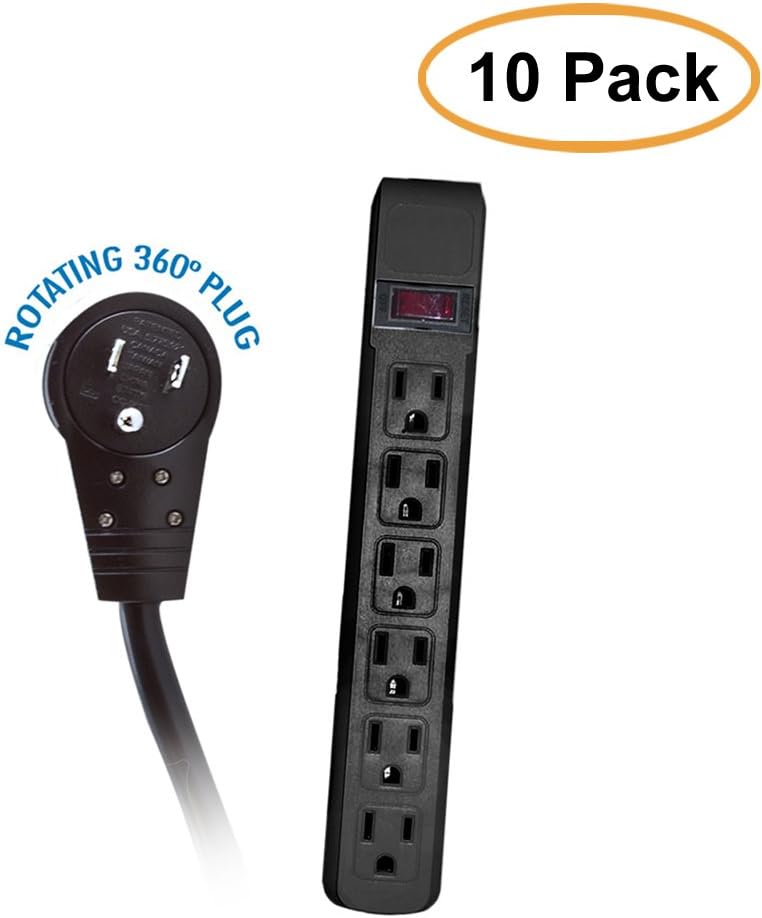 15 Feet 6 Outlets Surge Protector Power Cable F63598
