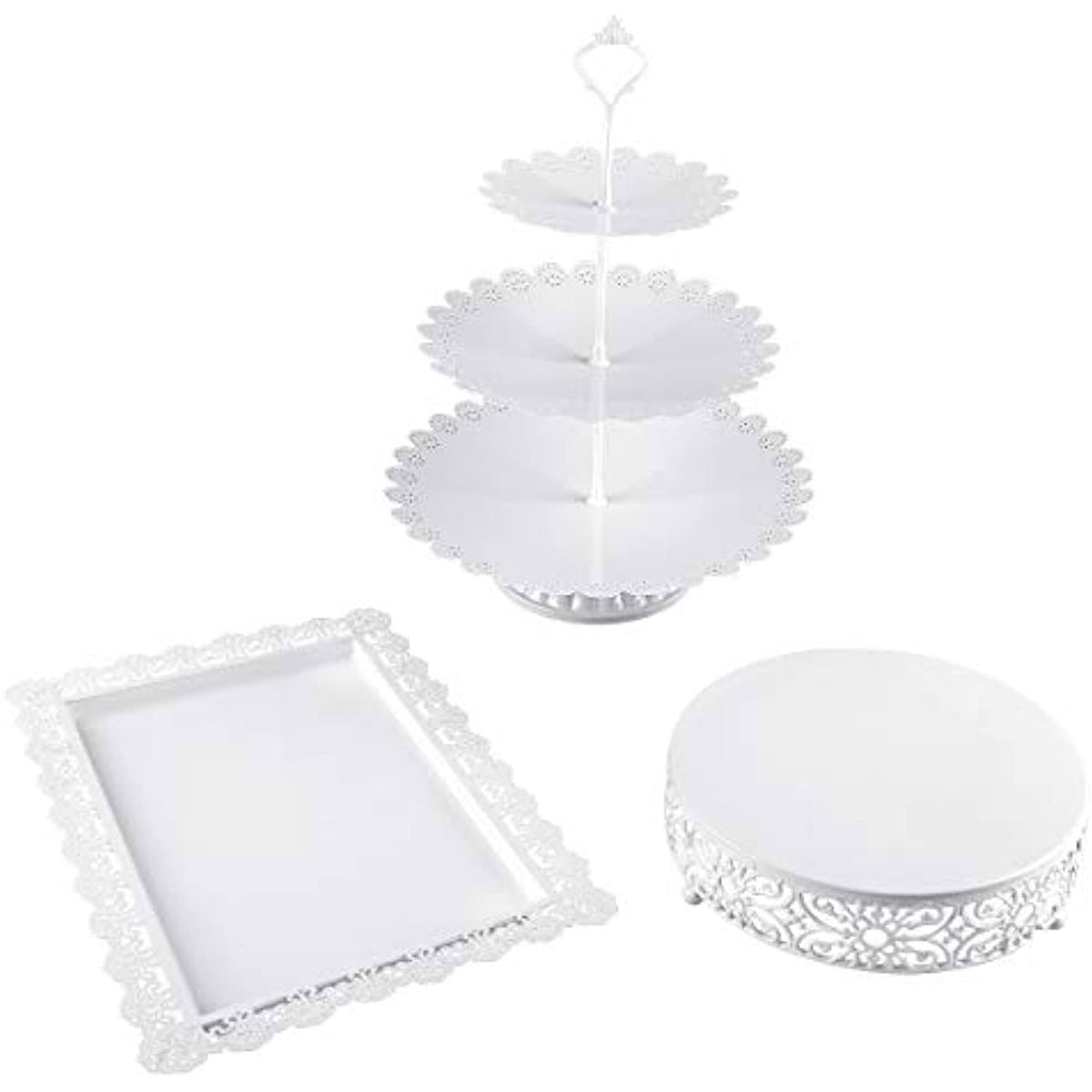 White 3 Pieces Cake Stand Set F9630