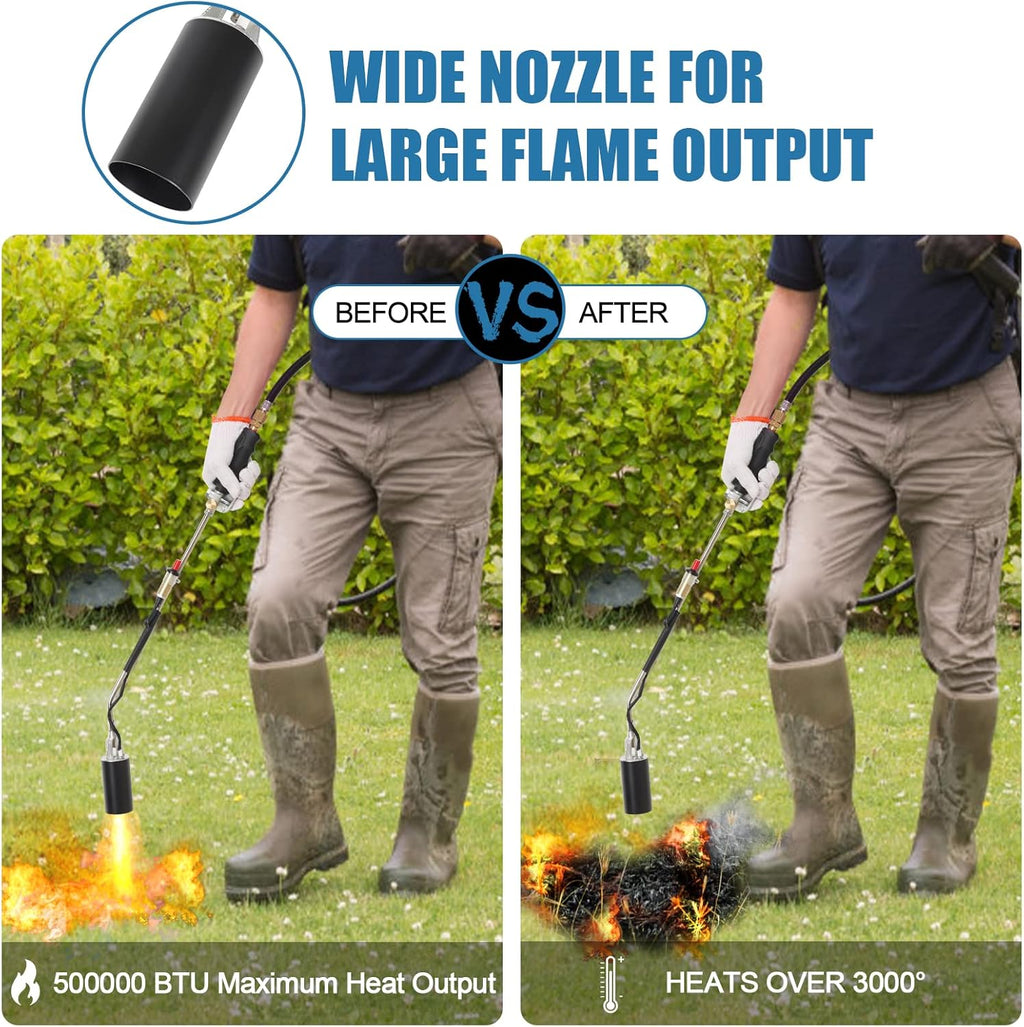 Propane Weed Torch Burner 700000 BTU with Push Button Igniter and 6.5 FT Hose O308065