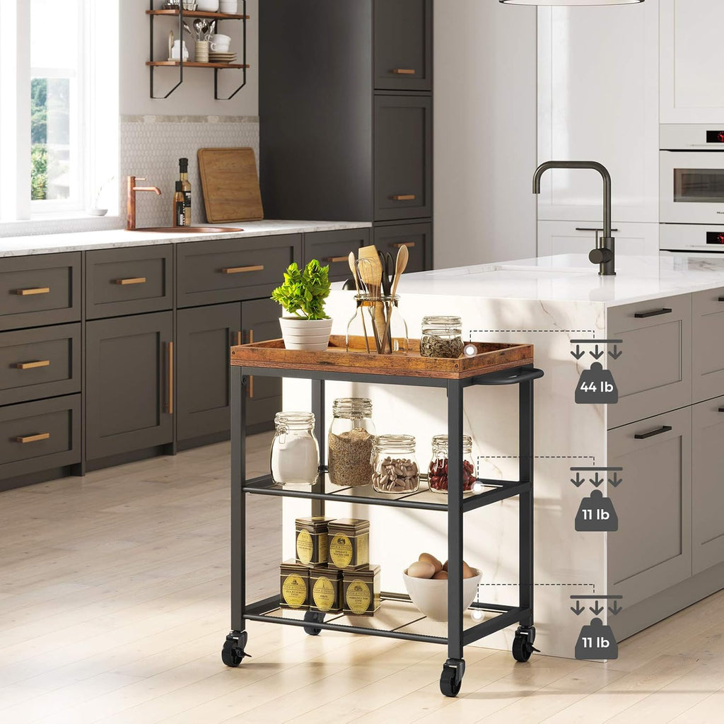 Bar Cart with Casters and Mesh Shelves Q314