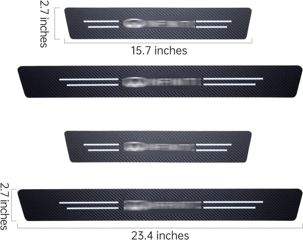 Carbon Fiber Textured Leather Car Door Sill Protection Anti-Scratch Strip 4 Pieces Set L471