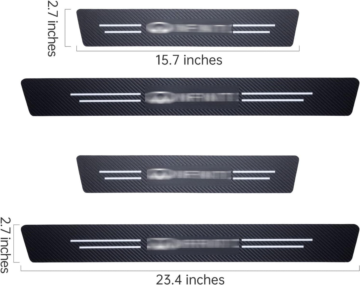 Carbon Fiber Textured Leather Car Door Sill Protection Anti-Scratch Strip 4 Pieces Set L471