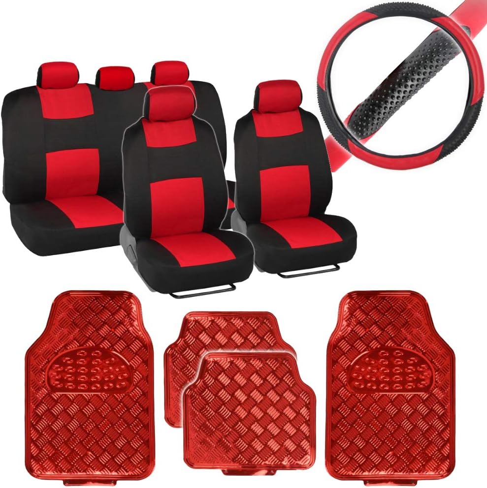 Car Seat Covers Full Set with Floor Mats and Steering Wheel Cover A431