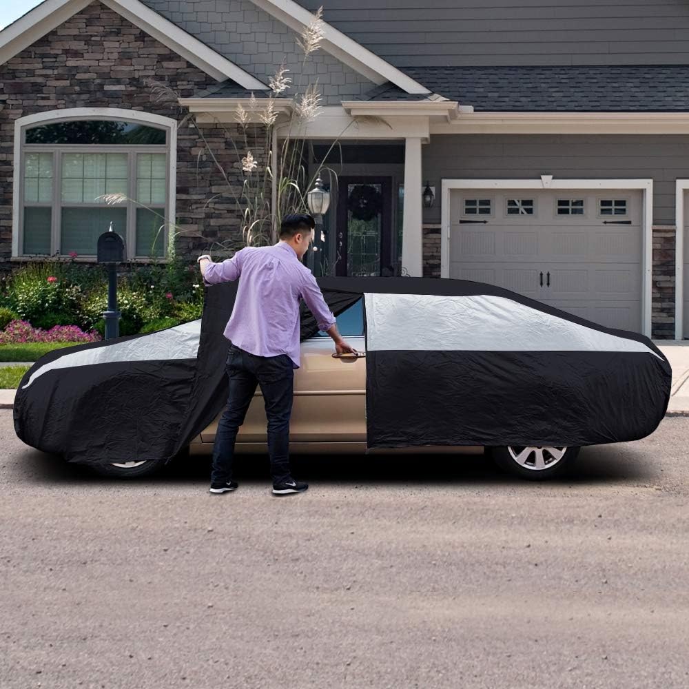 Jet Black Poly 210T Car Cover for Sedans A3432