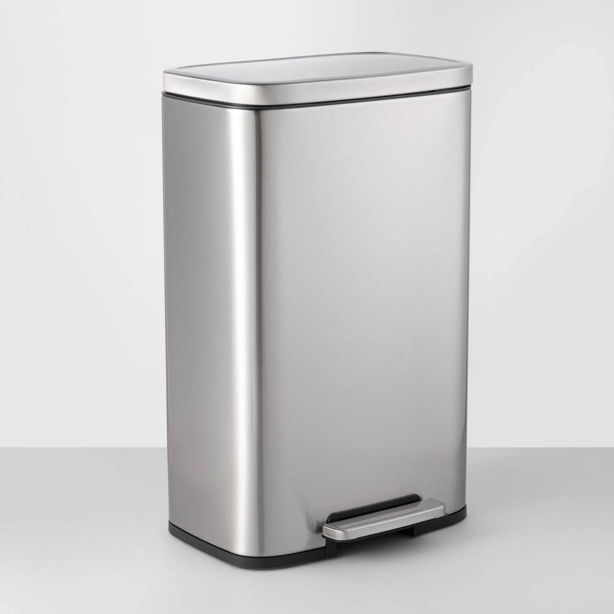 45L Rectangular Step Trash Can Silver X11506