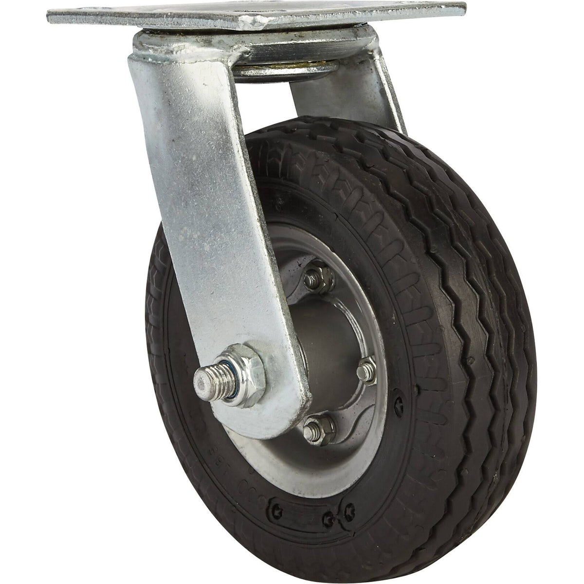 6in Swivel Flat-Free Rubber Foam Filled Caster 200lb Cap Sawtooth Tread I511036