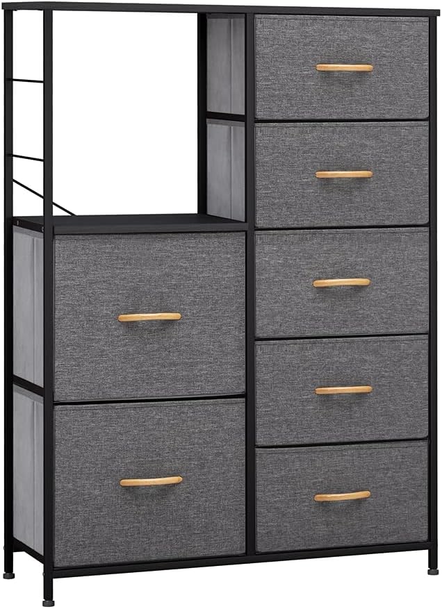 Gray 7 Drawer Fabric Storage Tower X591