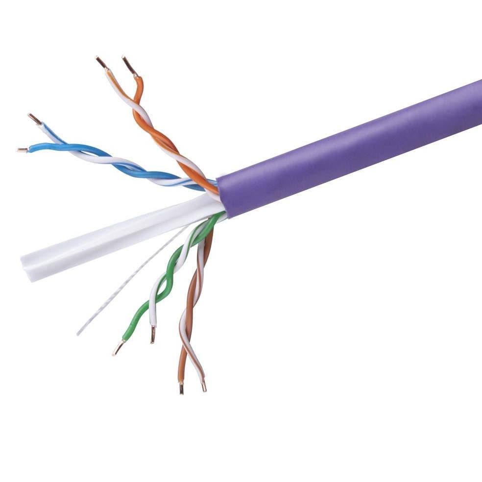 Cat6 Ethernet Bulk Cable, Solid, 550Mhz, UTP, CMR, Riser-Rated, Pure Bare Copper WIRE, 23AWG, 500ft, Purple, (UL) Z127