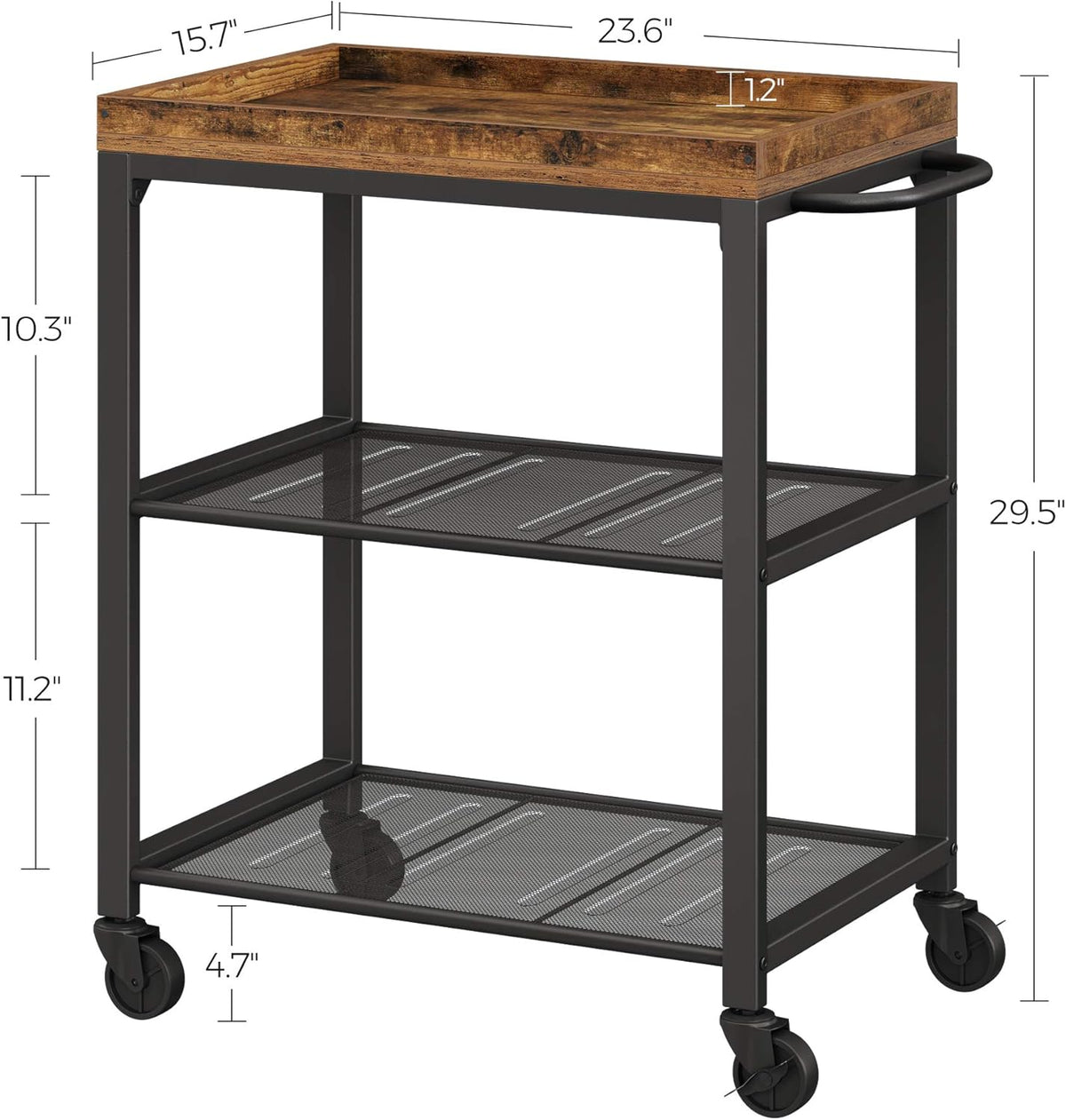 Bar Cart with Casters and Mesh Shelves Q314