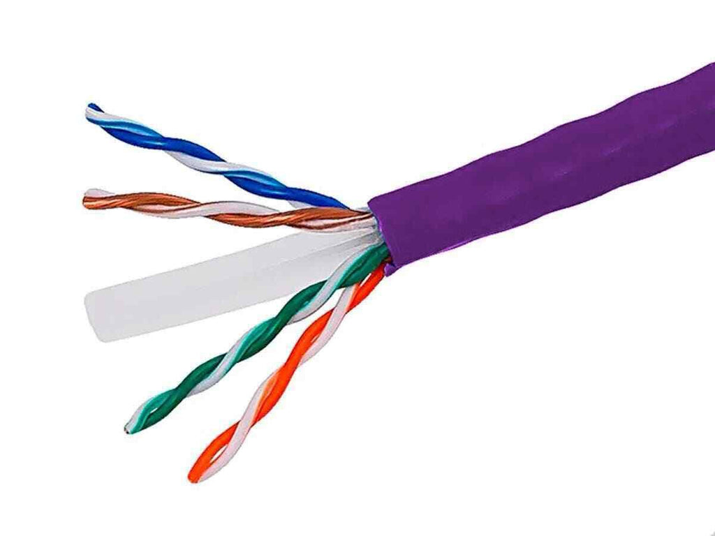 Cat6 Ethernet Bulk Cable, Solid, 550Mhz, UTP, CMR, Riser-Rated, Pure Bare Copper WIRE, 23AWG, 500ft, Purple, (UL) Z127