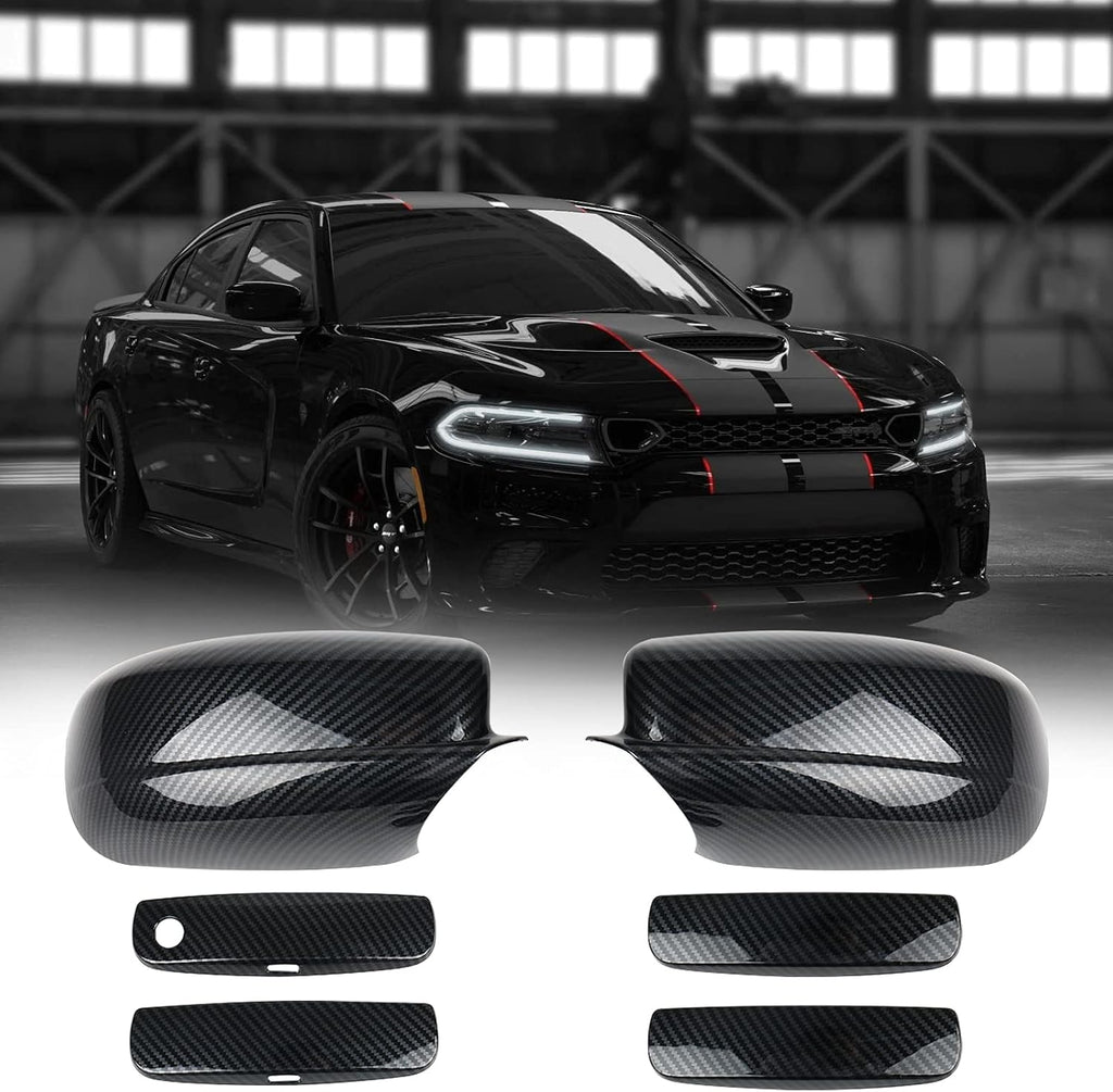 Carbon Fiber Side Mirror Caps Door Handle Covers S104979
