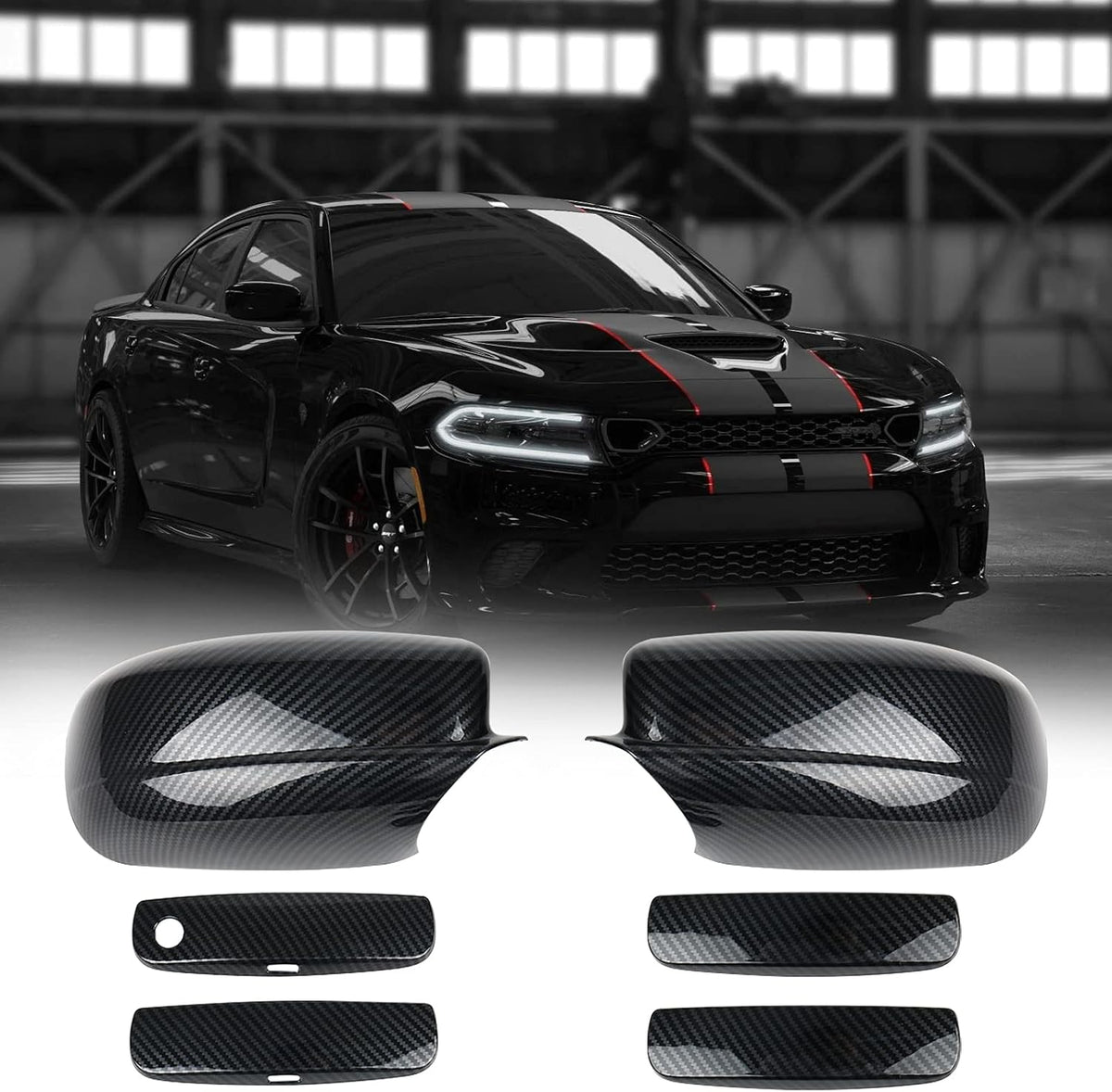 Carbon Fiber Side Mirror Caps Door Handle Covers S104979