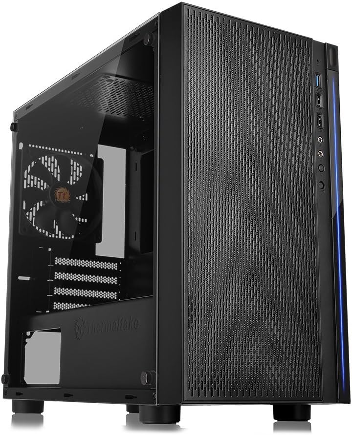 Black Tempered Glass Micro ATX Gaming Computer Case U4902