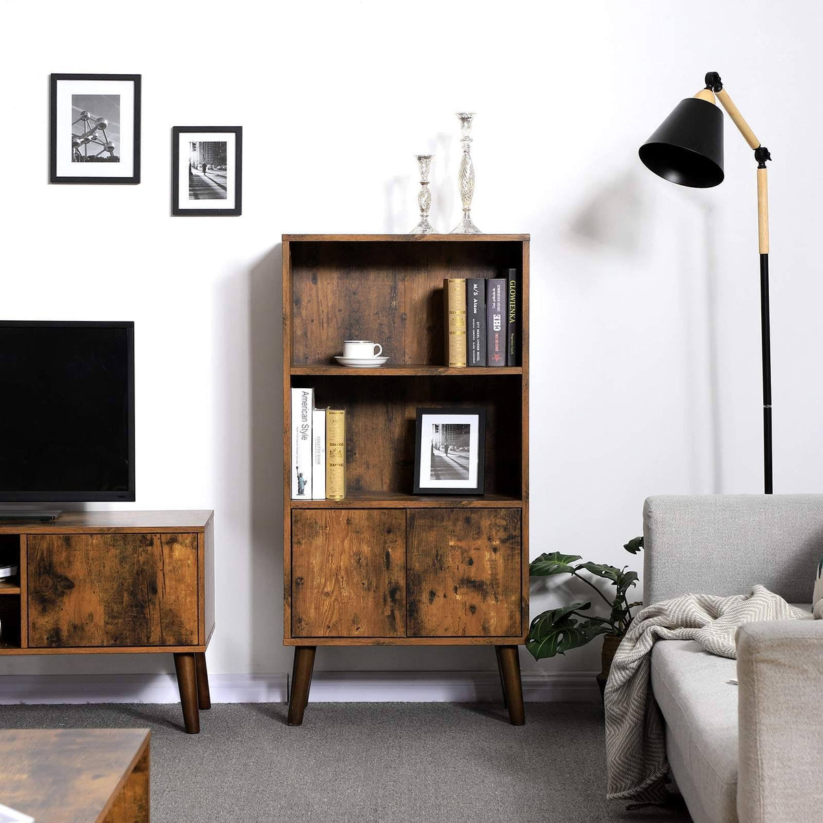 2-Tier Bookcase with Doors T659