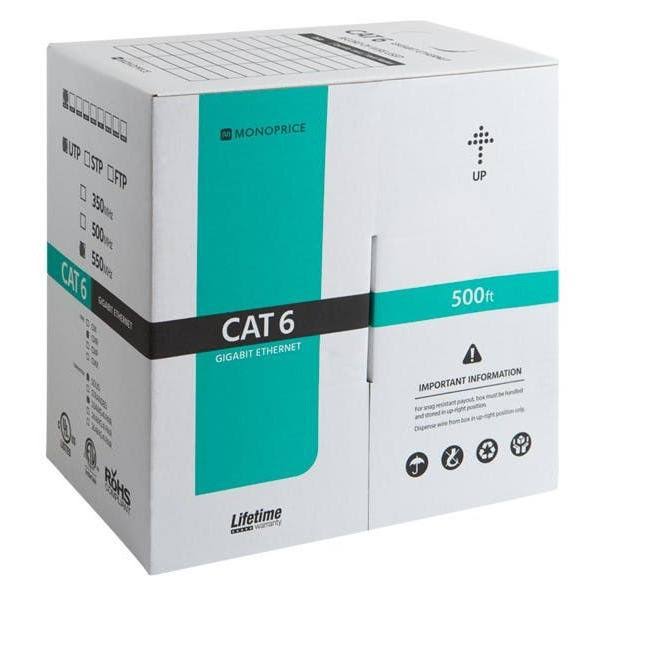 Cat6 Ethernet Bulk Cable, Solid, 550Mhz, UTP, CMR, Riser-Rated, Pure Bare Copper WIRE, 23AWG, 500ft, Purple, (UL) Z127