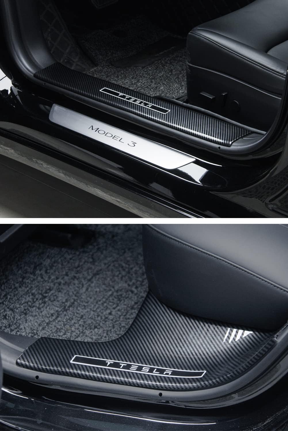 4PCS Glossy Carbon Fiber Door Sill Protector T5021