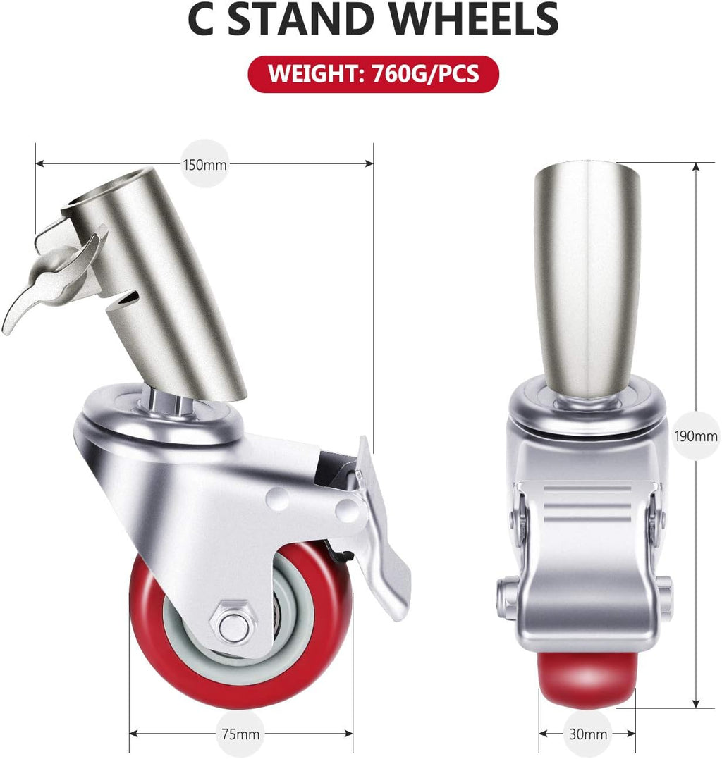 3 Packs Swivel Caster Wheels Set with 75mm Diameter Metal Construction Q740