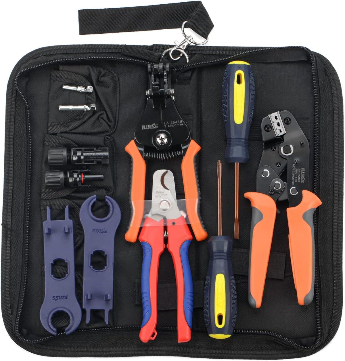 Solar PV Cable Crimping Tool Kit with Stripper, Cutter, Spanner and Connectors U918