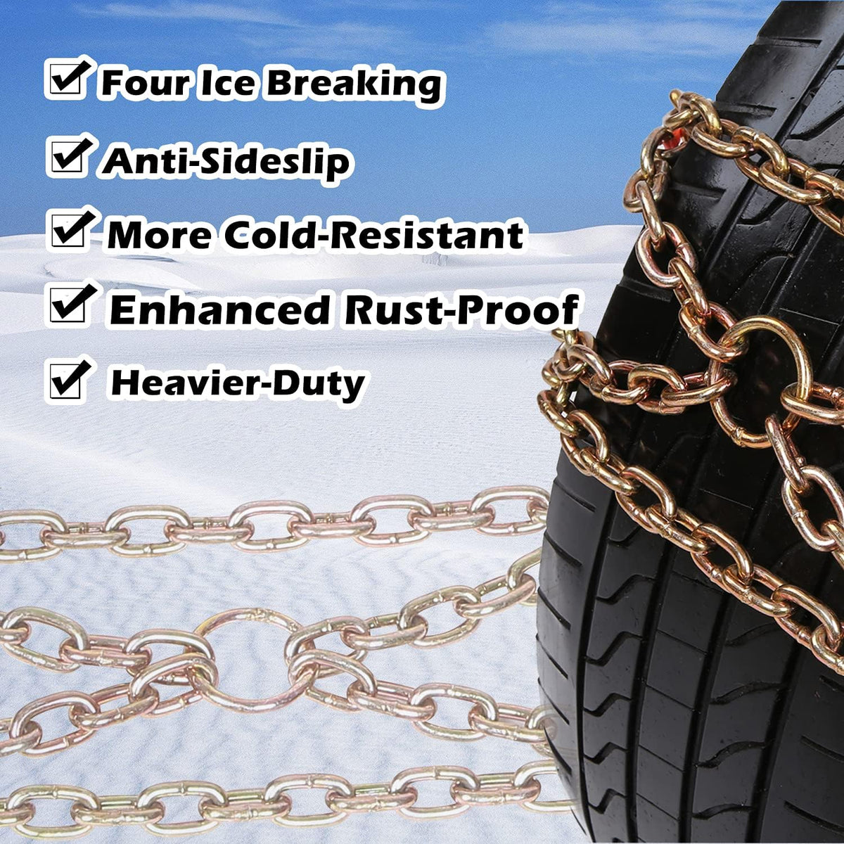 Upgraded Tire Chains, Adjustable Heavy Duty 6 Packs N824764