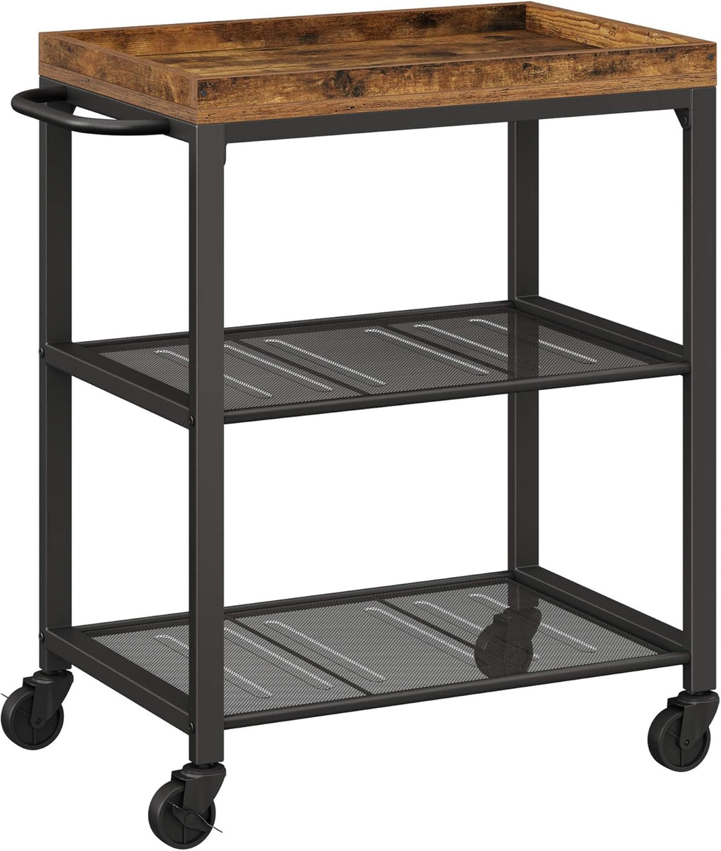 Bar Cart with Casters and Mesh Shelves Q314