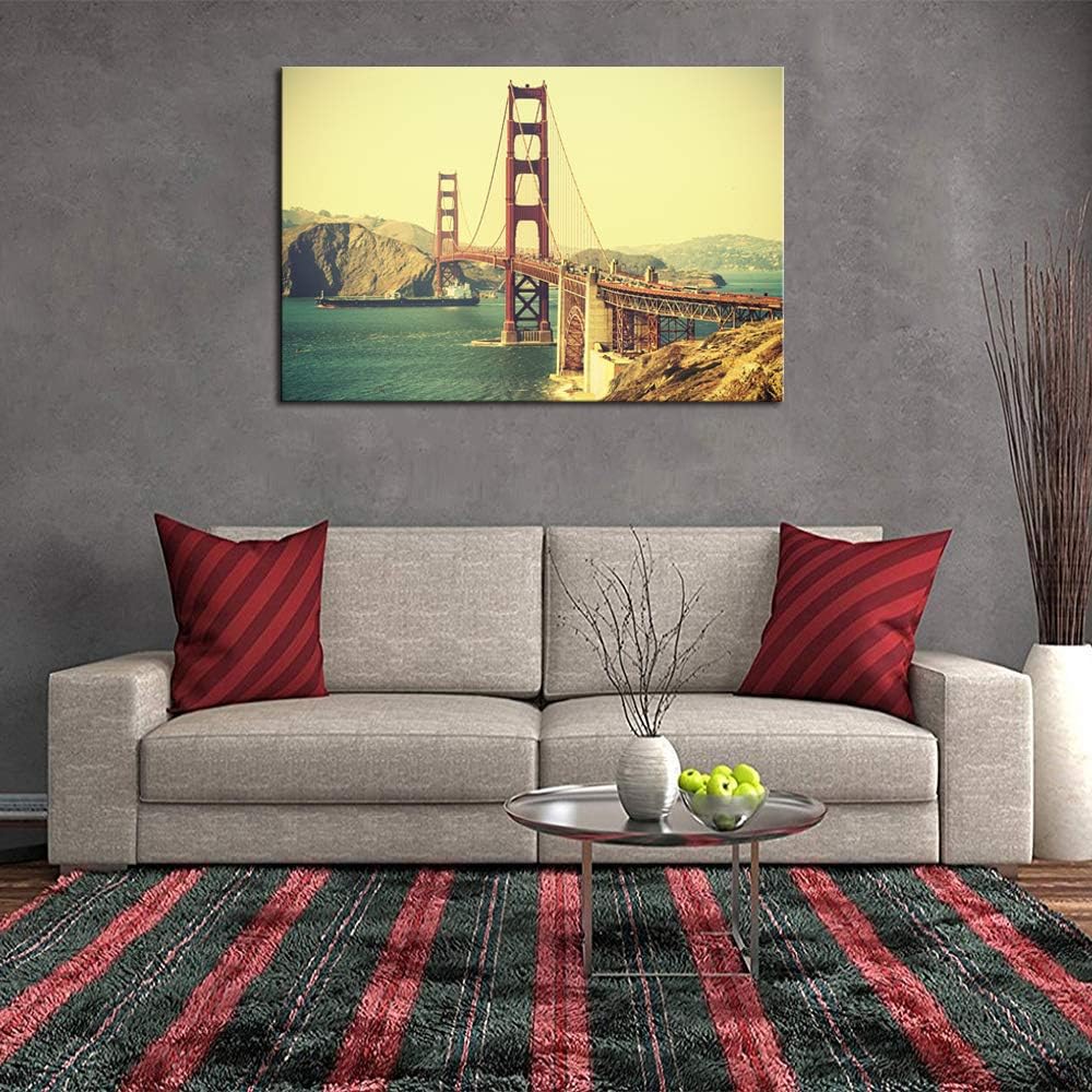Golden Gate Bridge Canvas Wall Art Cityscape at Sunset V469216