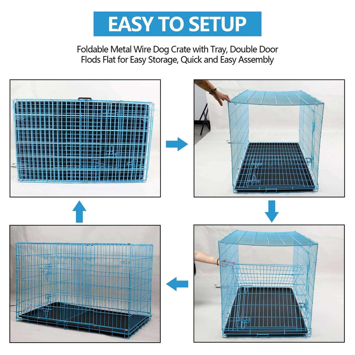 Folding Dog Cage Double Door C337