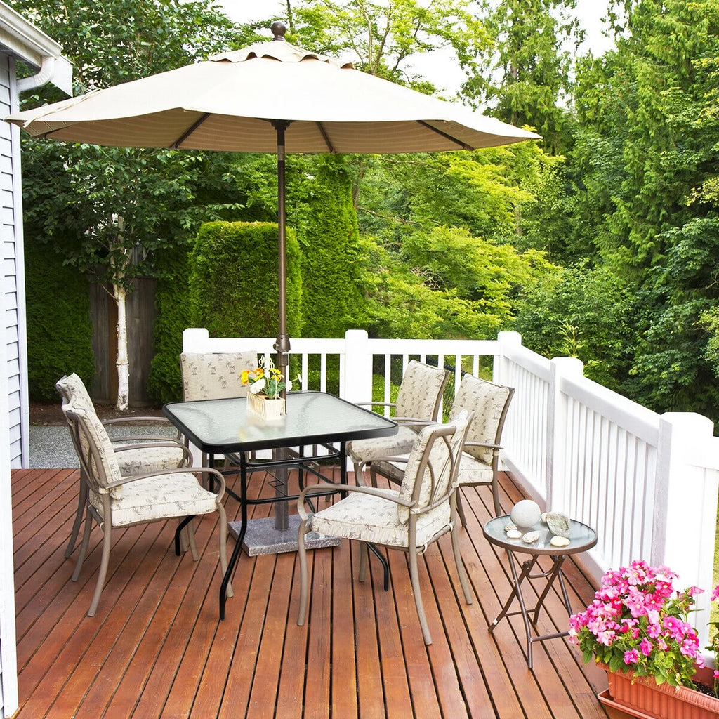 32'' Tempered Glass Steel Frame Patio Square Table I89877