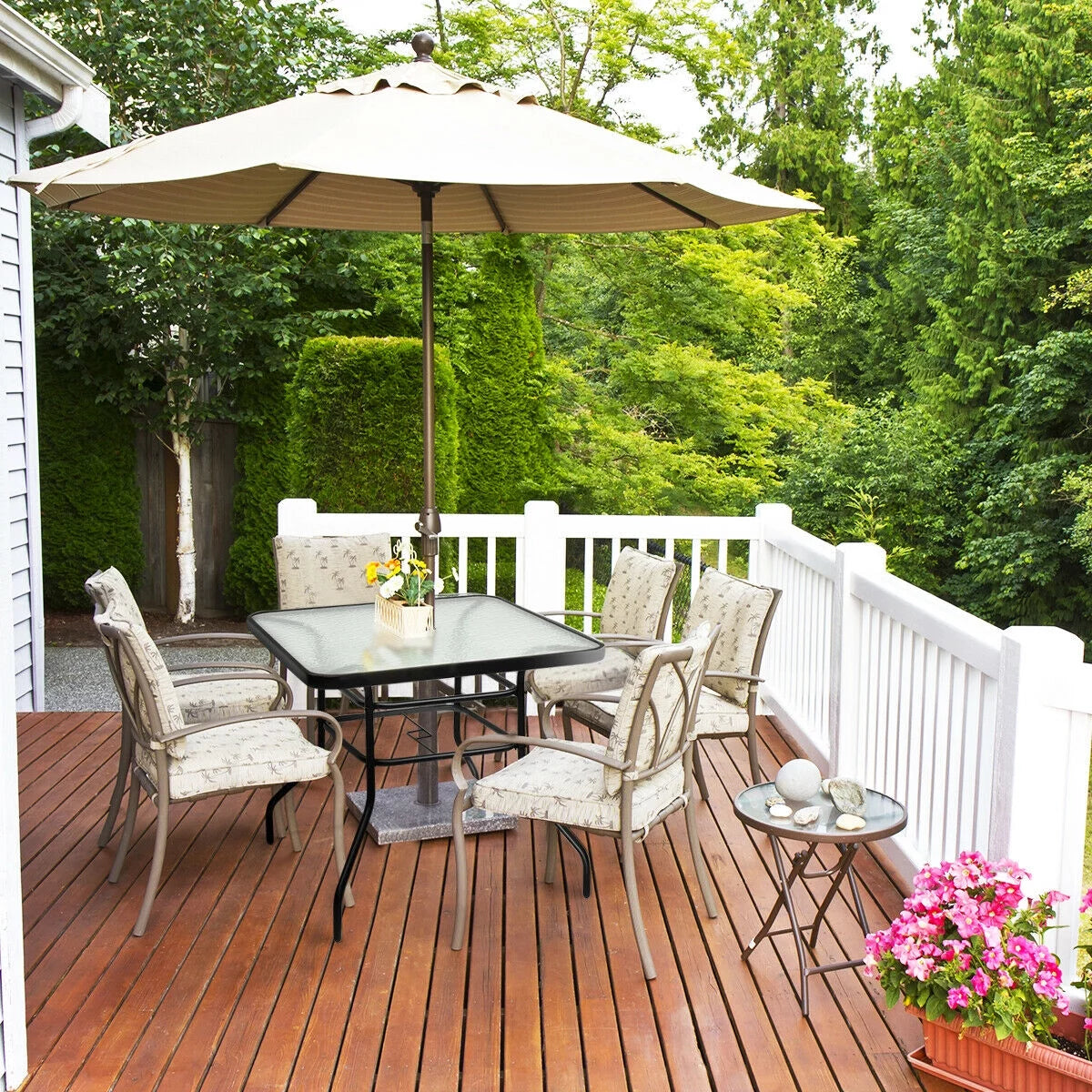 32'' Tempered Glass Steel Frame Patio Square Table I89877
