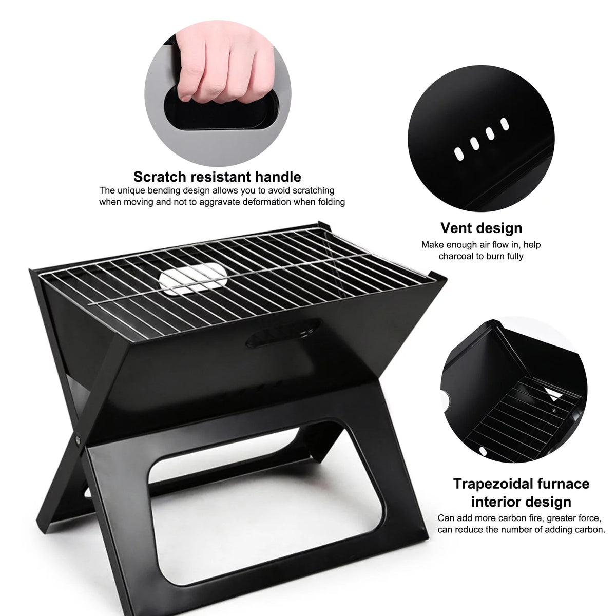 Foldable Charcoal Stainless Steel BBQ Grill P3177
