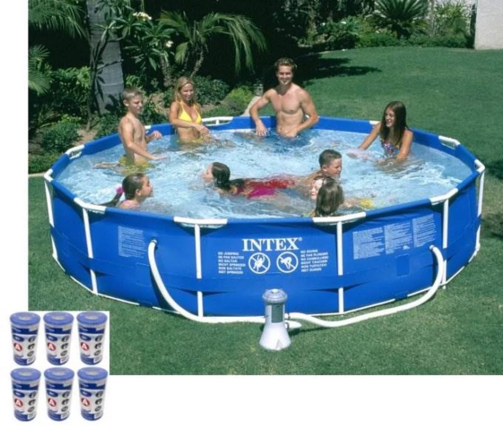 12ft x 30in Metal Frame Round Swimming Pool Set J381