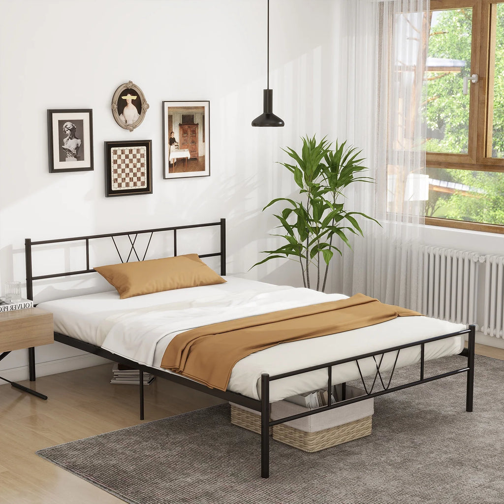 Full Size Metal Platform Bed Frame with Headboard and Footboard Q903