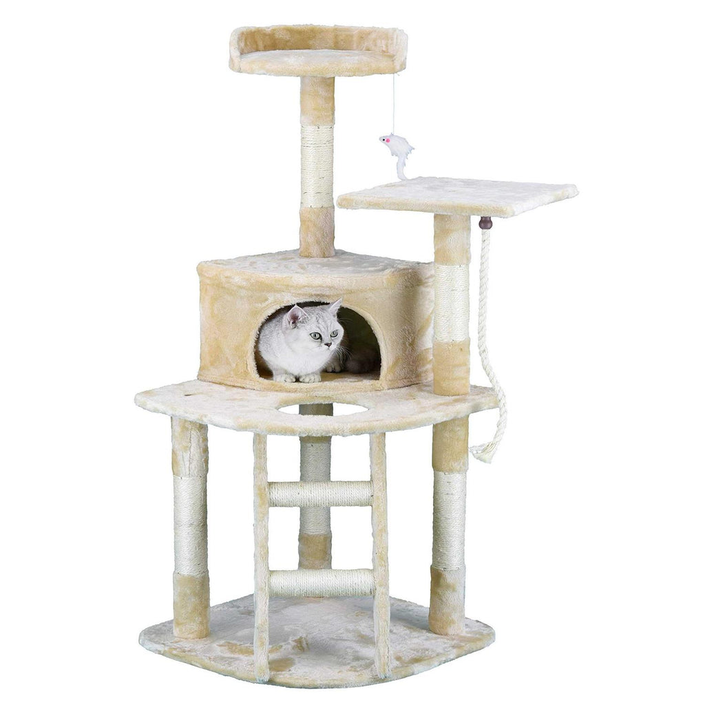 Beige Cat Tree Condo with Sisal Covered Posts Q593