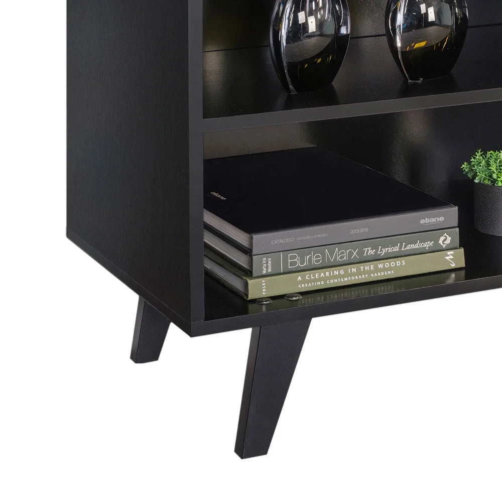 Black TV Stand with Storage Shelves H1503