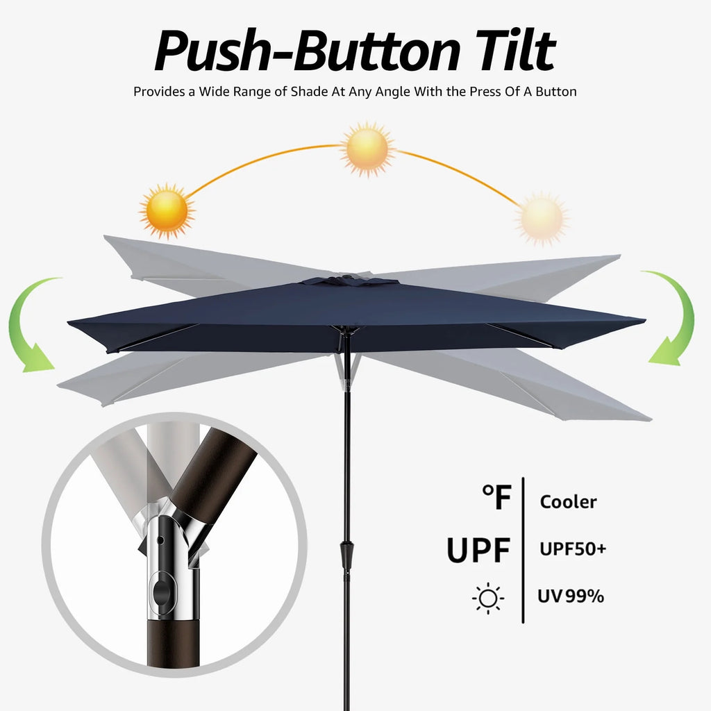 6.5' x 10' Rectangular Beige Patio Umbrella J7604