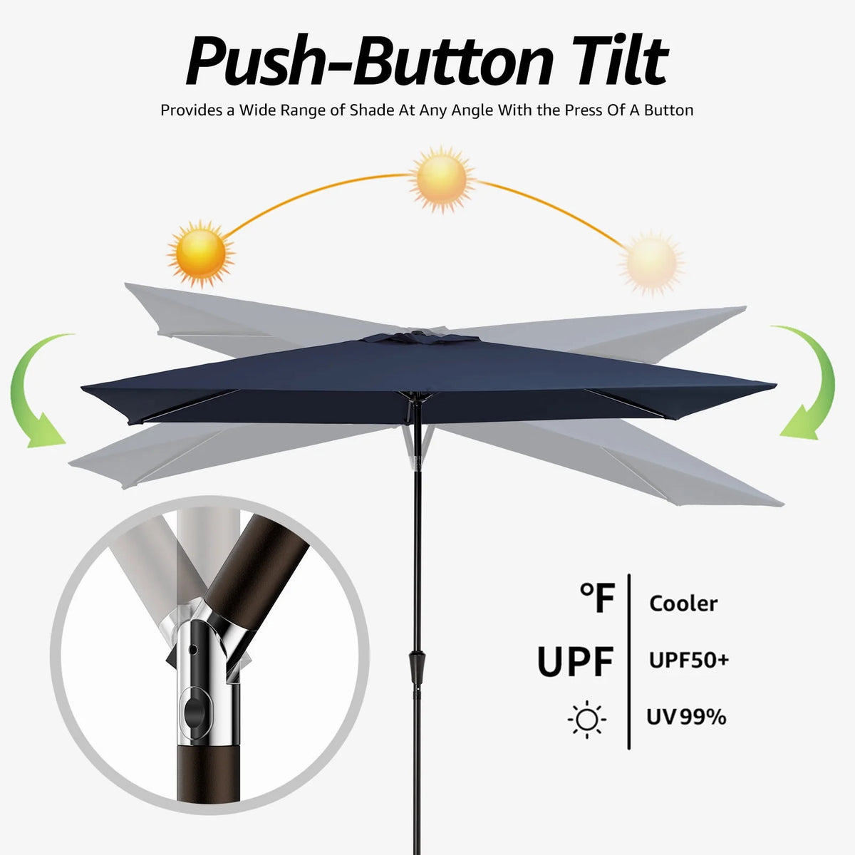 6.5' x 10' Rectangular Beige Patio Umbrella J7604