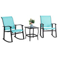 3 Piece Rocking Bistro Set with Rocker Chairs and Coffee Table Light Grey G55411