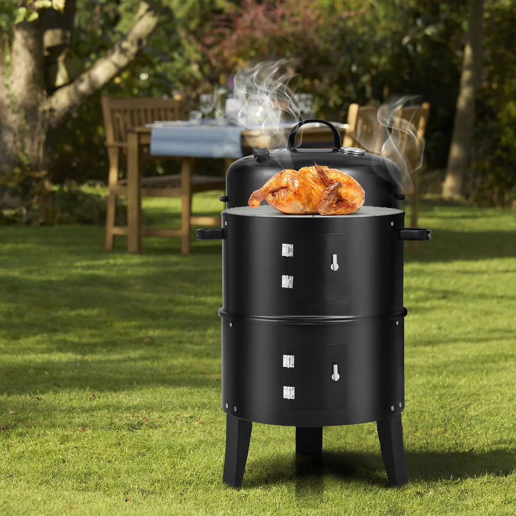 3-in-1 Vertical Charcoal Smoker Grill with 2 Layer V293057