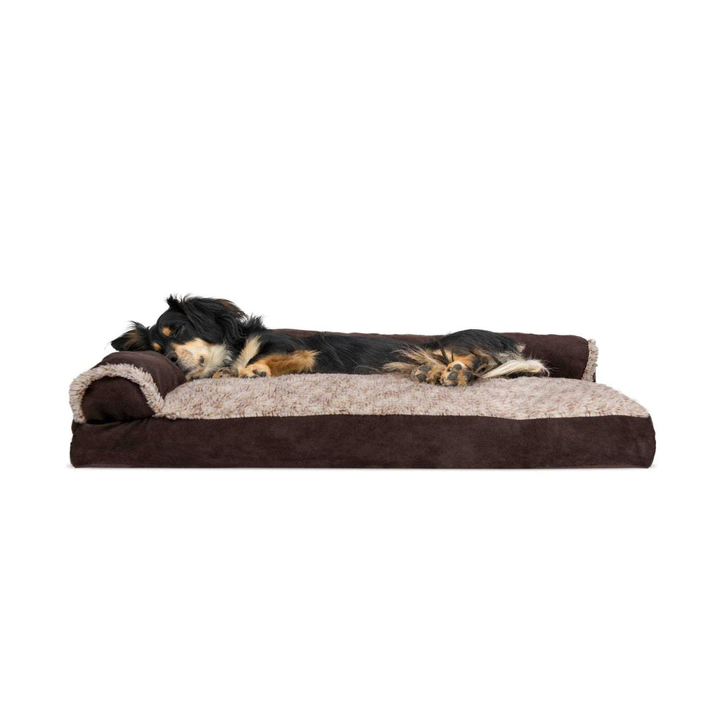 Two-Tone Faux Fur Suede Chaise Lounge Dog Bed L768