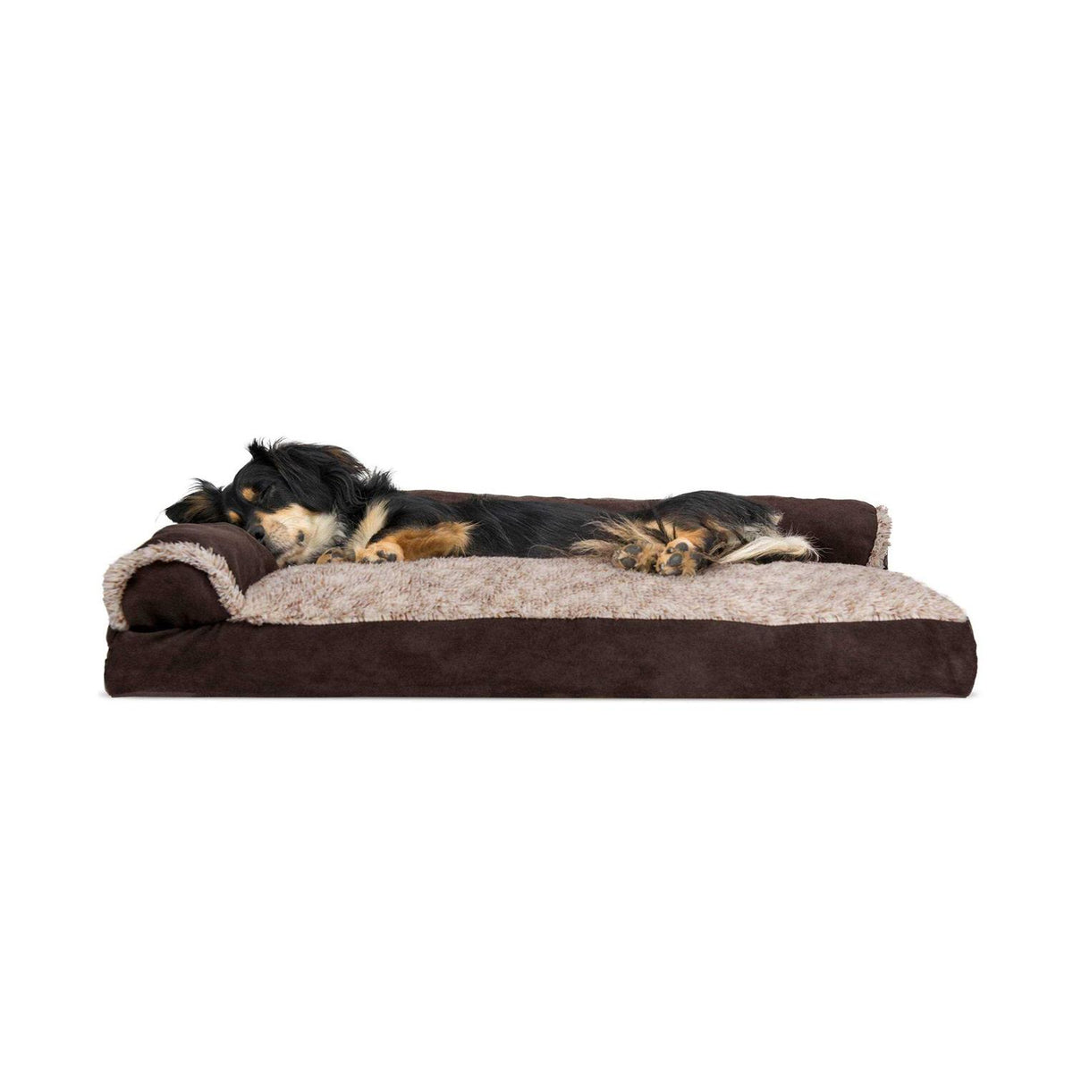 Two-Tone Faux Fur Suede Chaise Lounge Dog Bed L768