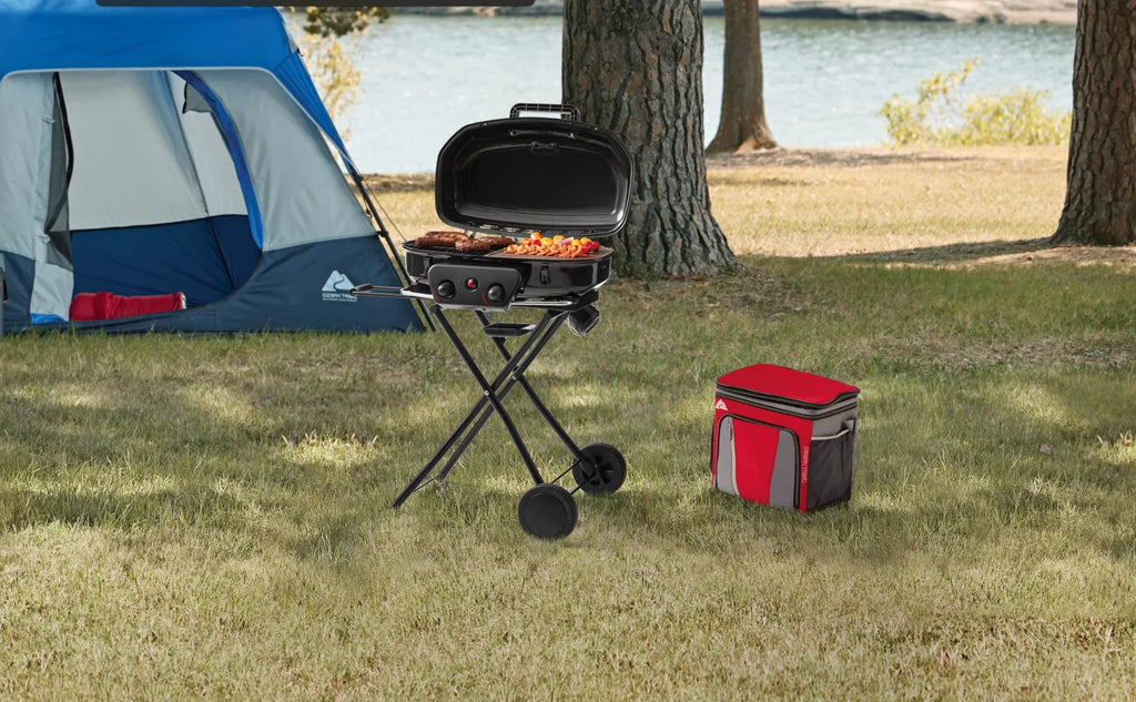 2 Burner Portable Propane Gas Griddle Grill with Folding Cart U779344