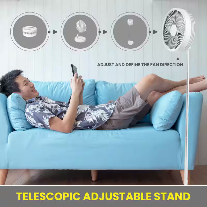 2-in-1 Adjustable-Height 40 in. Portable Rechargeable 3-Modes Pedestal Fan C308