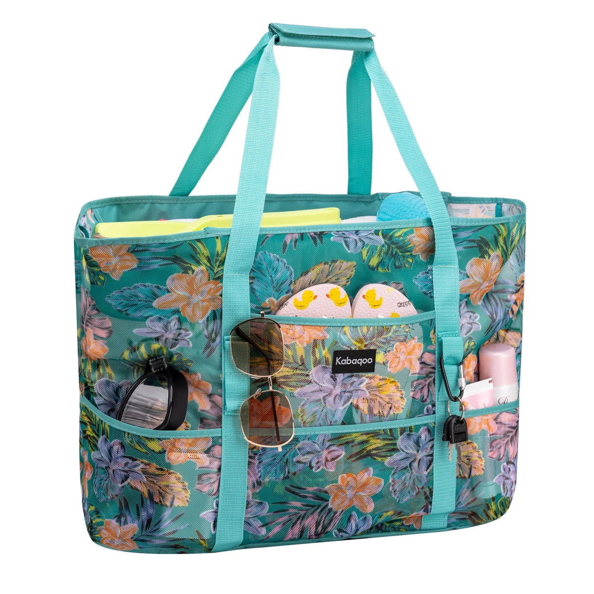 Orange Mesh Tote Bag with Zip and Pocket V808323