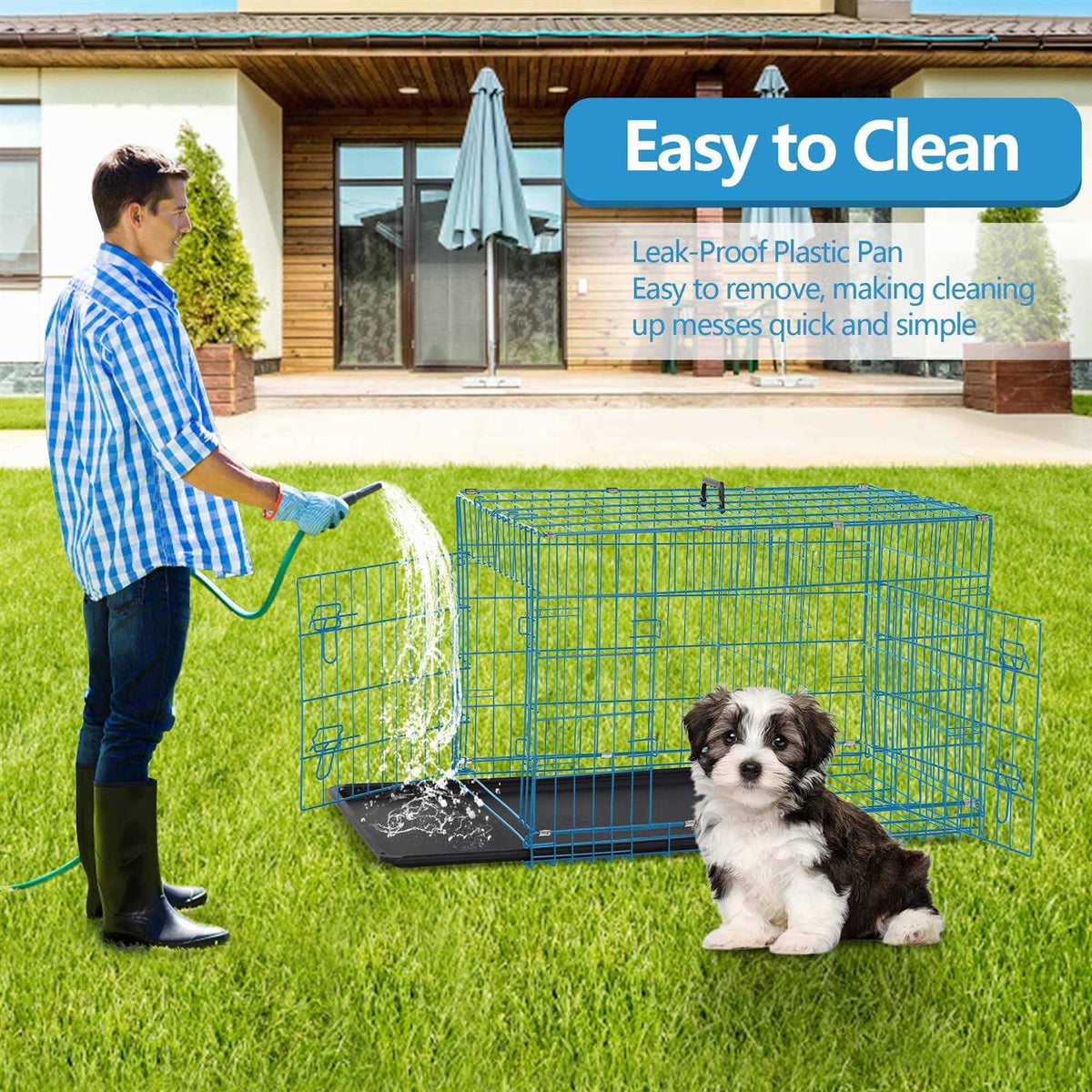 Folding Dog Cage Double Door C337