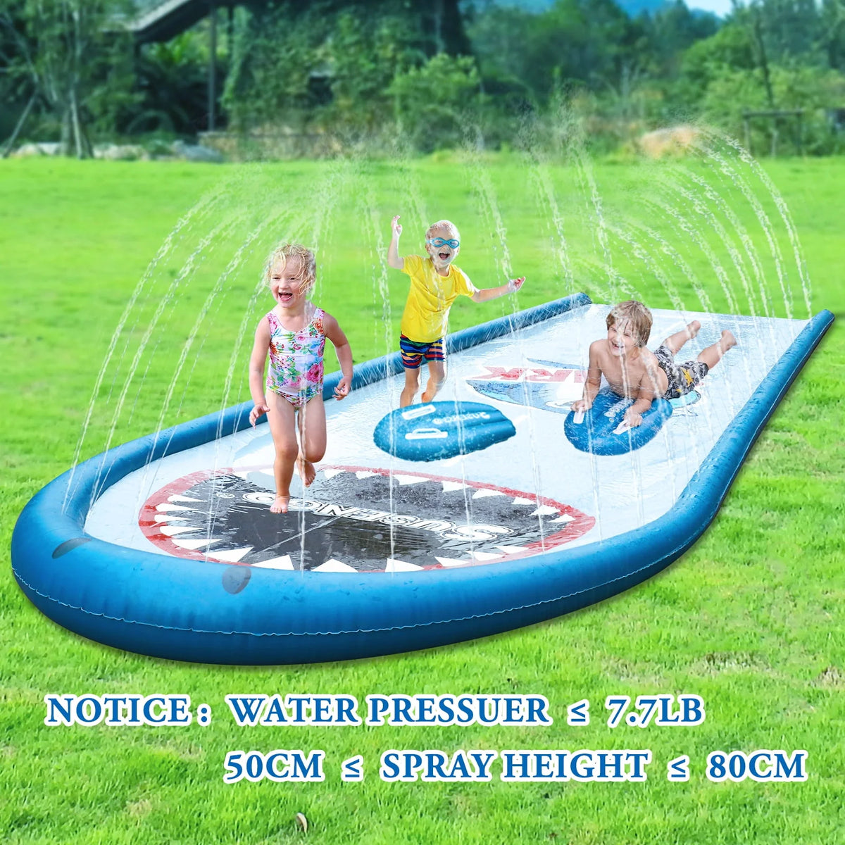 Inflatable Lawn Water Slide with 2 Bodyboards, 15.7x4.3ft X230