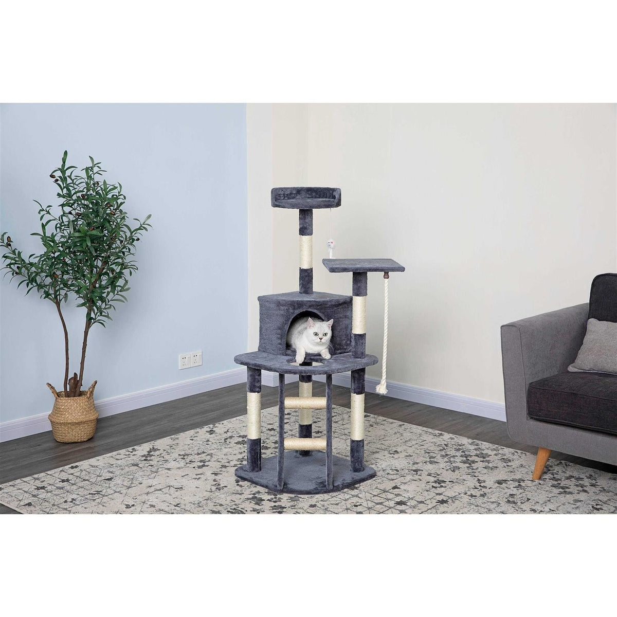 Beige Cat Tree Condo with Sisal Covered Posts Q593